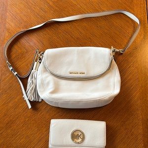Michael Kors winter white leather bag and wallet
